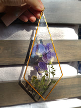Load image into Gallery viewer, Sweet Pea Wall Decor- Unique wooden frame, real pressed flowers