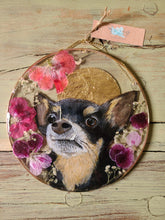 Load image into Gallery viewer, Custom Pet Portrait, 8 inch acrylic pet portraits with pressed botanicals