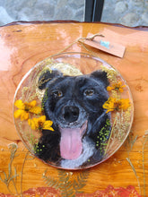 Load image into Gallery viewer, Custom Pet Portrait, 8 inch acrylic pet portraits with pressed botanicals