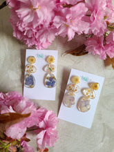 Load image into Gallery viewer, Spring Collection- Hydrangea dangles, natural pebble shape, stainless steel posts