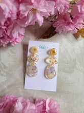 Load image into Gallery viewer, Spring Collection- Hydrangea dangles, natural pebble shape, stainless steel posts