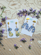 Load image into Gallery viewer, Forget-me-not: Spring collection Blossom dangles, freshwater pearl, Golden accents
