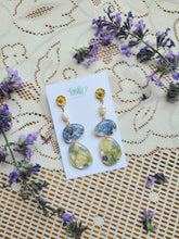 Load image into Gallery viewer, Forget-me-not: Spring collection Blossom dangles, freshwater pearl, Golden accents