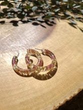 Load image into Gallery viewer, Flower Hoop Collection- Everyday Thin Hoops, Pink Yarrow