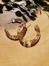 Load image into Gallery viewer, Flower Hoop Collection- Everyday Thin Hoops, Pink Yarrow