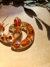 Load image into Gallery viewer, Flower Hoop Collection- Medium Thick Hoops, marigold