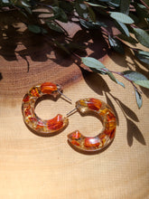 Load image into Gallery viewer, Flower Hoop Collection- Medium Thick Hoops, marigold