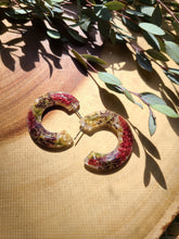 Load image into Gallery viewer, Flower Hoop Collection- Medium Thick Hoops, Fall flowers