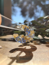 Load image into Gallery viewer, Flower Hoop Collection- Chunky Huggie Hoops, forget-me-nots