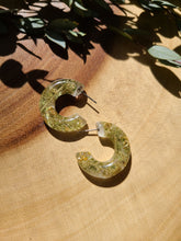 Load image into Gallery viewer, Flower Hoop Collection- Chunky Huggie Hoops, ferns