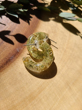 Load image into Gallery viewer, Flower Hoop Collection- Chunky Huggie Hoops, ferns