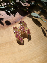Load image into Gallery viewer, Flower Hoop Collection- Chunky Huggie Hoops, Pink Yarrow