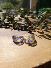 Load image into Gallery viewer, Flower Hoop Collection- Chic Huggie Hoops, forget-me-not