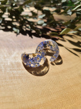 Load image into Gallery viewer, Flower Hoop Collection- Chic Huggie Hoops, forget-me-not