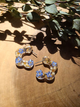 Load image into Gallery viewer, Flower Hoop Collection- Flower Shaped Huggie Hoops, forget-me-nots