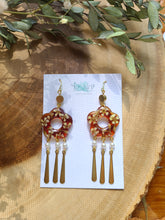 Load image into Gallery viewer, Jade Flower Collection- flower drop with pearls and brass