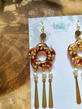 Load image into Gallery viewer, Jade Flower Collection- flower drop with pearls and brass