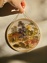 Load image into Gallery viewer, Mountain range Resin wall hangings, 8 inches in diameter, clear background, california wildflower