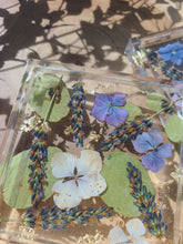 Load image into Gallery viewer, Square coasters, lavender, set of 2 , real pressed flower in resin, FDA food safe resin
