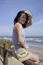 Load image into Gallery viewer, California Poppies crossbody bag, 8.25 inches x 6.25 inches daily bag, adjustable/removable straps, magnetic closure, pressed flower in resin, lightweight daily bag