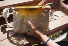 Load image into Gallery viewer, Orange Summer Breeze Botanical crossbody bag, 8.25 inches x 6.25 inches daily bag, adjustable/removable straps, magnetic closure, pressed flower in resin, lightweight daily bag