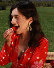 Load image into Gallery viewer, Vintage chic collection- mixed medium earrings( resin, clay), stainless steel stud top