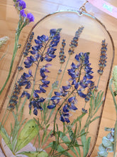 Load image into Gallery viewer, Wall Decor- Unique wooden frame, Large capsule shaped, Lupine &amp; lavender
