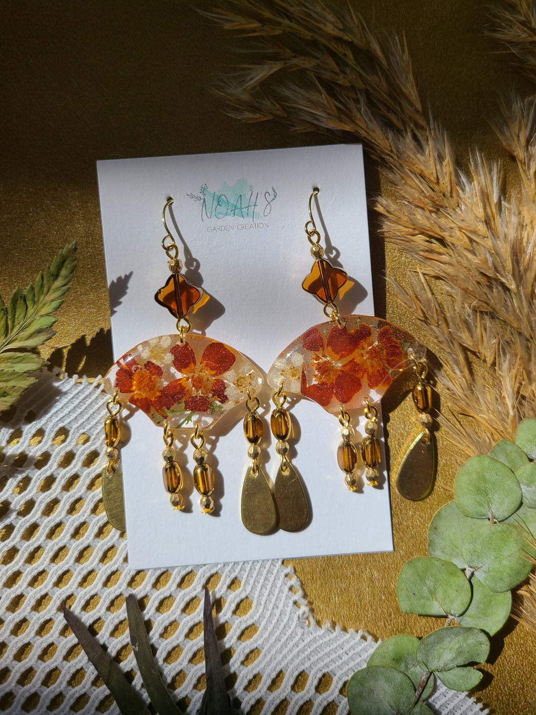 Fall Collection- Vintage Glass beads, marigold