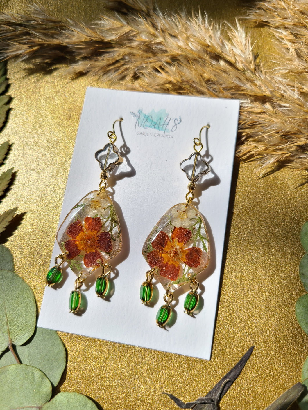 Fall Collection- Vintage Glass beads, marigold dangles