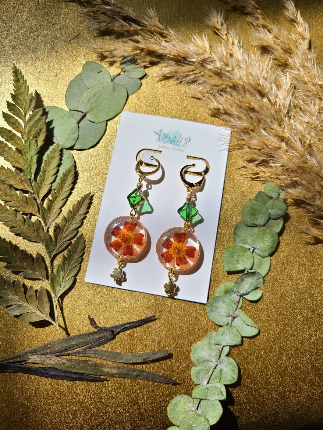 Fall Collection- simple marigolds with clasp earrings