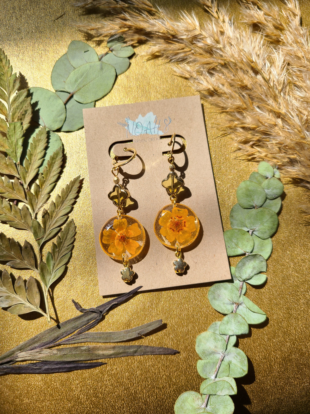 Fall Collection- simple marigolds with clasp earrings