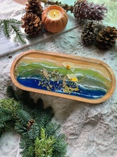Load image into Gallery viewer, Large Oval Wooden California Coast Poppy Vanity Tray, 14inches x 6 inches, real pressed flower in resin, FDA food safe resin
