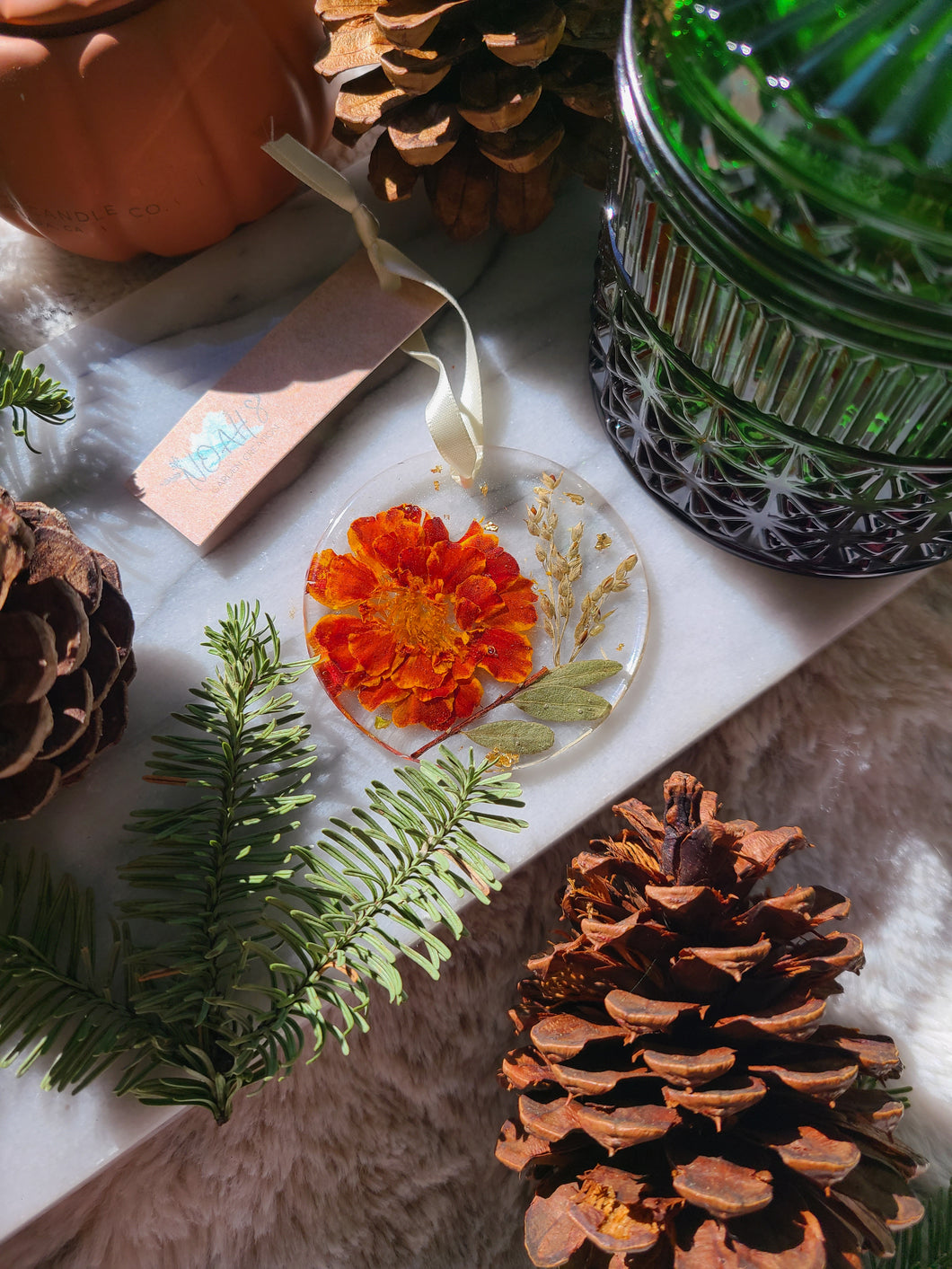 Holiday Ornament- Marigold, 2.75 inch round ornament