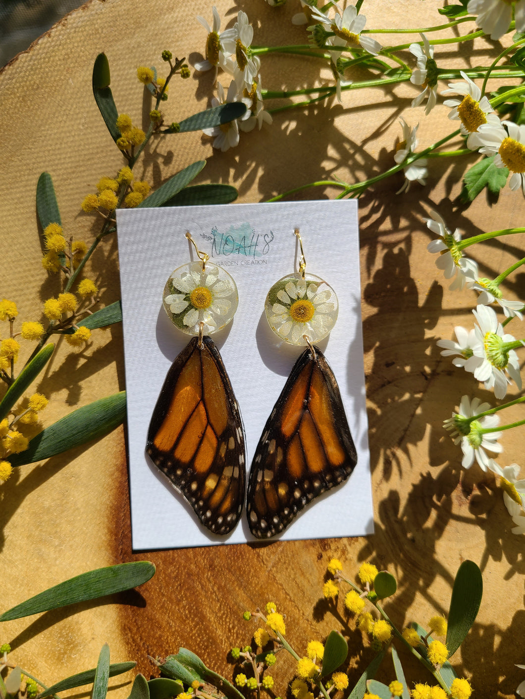 Spring Butterfly Collection- Monarch Wings with round shaped Daisy