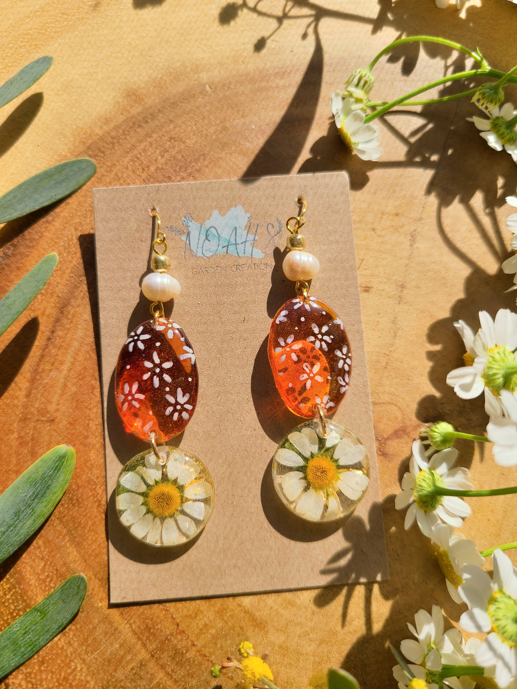 Spring Butterfly Collection- Amber Daisies with hand painted flowers