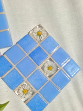 Load image into Gallery viewer, Tiled Coaster- Little Spring Daisy, 4x4, light blue
