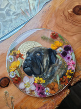 Load image into Gallery viewer, Custom Pet Portrait, 8 inch acrylic pet portraits with pressed botanicals
