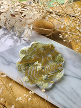 Load image into Gallery viewer, Single flower coaster, mixed ferns, real pressed flower in resin, FDA food safe resin
