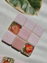 Load image into Gallery viewer, Tiled Coaster- Little strawberries tiles, 3.25x3.25, light pink tiles
