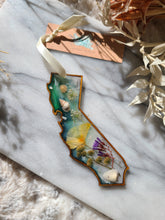 Load image into Gallery viewer, Holiday Ornament- California Coast with pressed poppy
