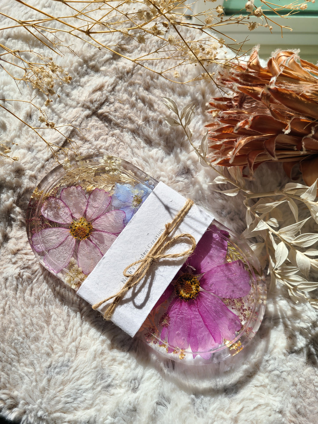 Pink cosmos Vanity Tray, 7 inches x 3.75 inches