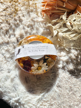 Load image into Gallery viewer, Tea ligh candle holder, orange slices, real dried flower in resin, organic pebbled shape
