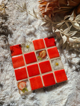 Load image into Gallery viewer, Tiled Coaster- Little strawberries, 4x4, strawberry red
