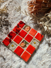 Load image into Gallery viewer, Tiled Coaster- Little strawberries, 4x4, strawberry red
