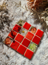 Load image into Gallery viewer, Tiled Coaster- Little strawberries, 4x4, strawberry red
