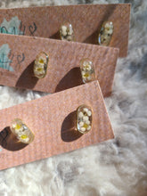 Load image into Gallery viewer, Little capsule shape studs, real pressed flower in resin, stainless steel posts
