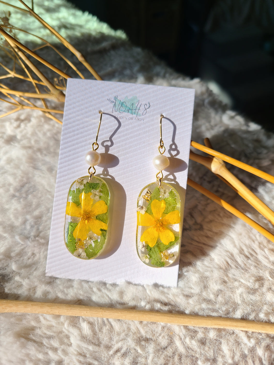 Yellow marigold, golden yarrow earrings