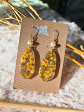 Load image into Gallery viewer, Yellow marigold, golden yarrow earrings
