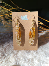 Load image into Gallery viewer, Golden celosia earrings
