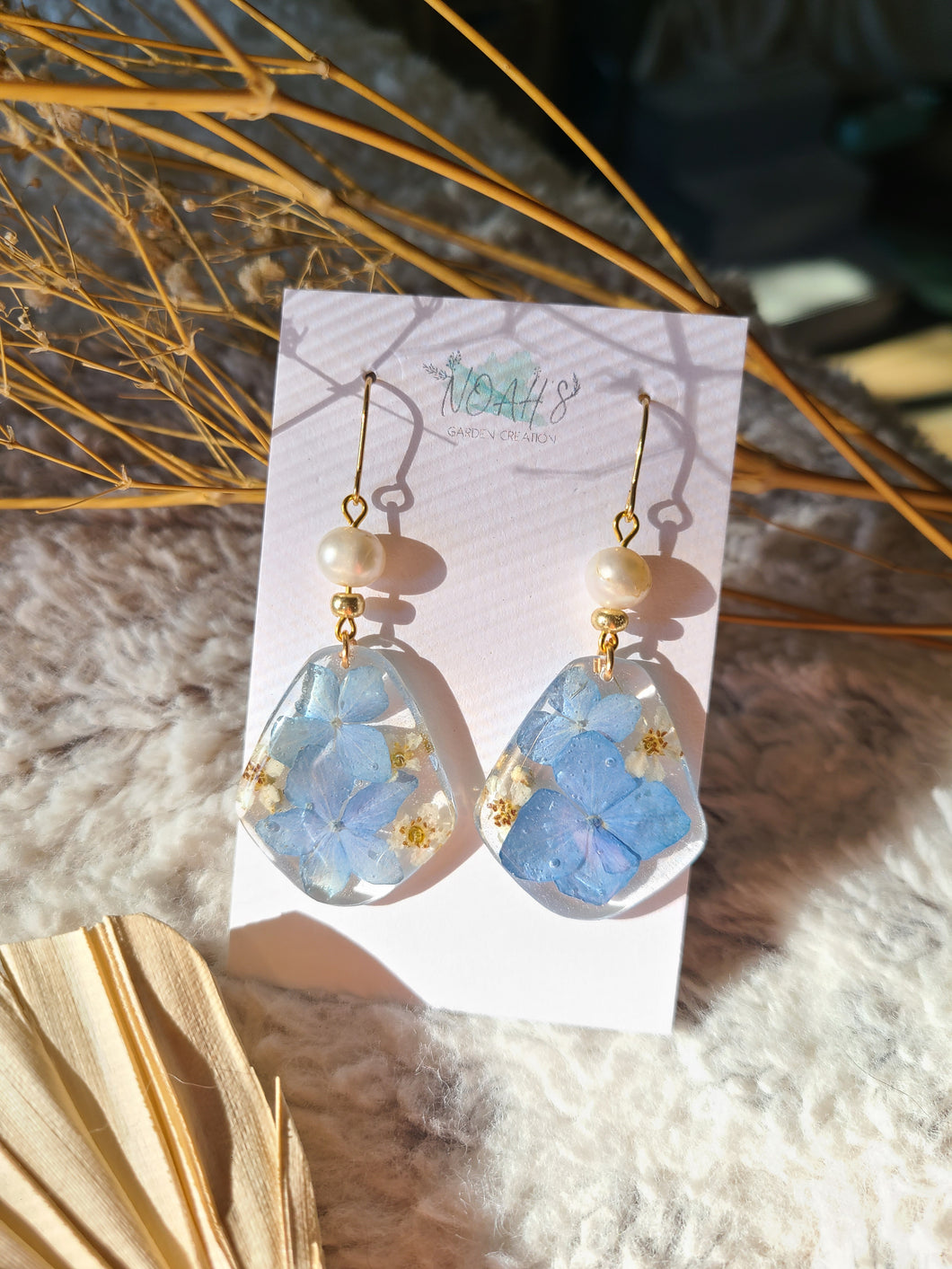 Yellow marigold, hydrangea earrings